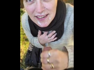 Mature Woman Sucks in the Woods and Gets a Facial