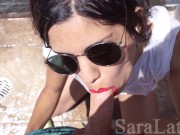 Preview 3 of Sara gives you a hot blowjob with wet t-shirt