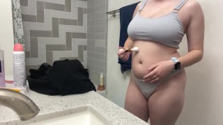 Before She Takes A Shower Step Sister Plays With Herself And Step Bro Secretly Records It