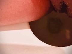 Pissing after taking a big cock