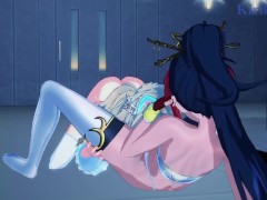 Amari Aquamarine and Kaguya Nanbu have an intense lesbian play - SRW X & OG Saga Hentai