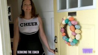 Her Brother's Football Coach Is Fucked By A Redhead Cheerleader