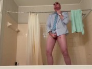 Preview 6 of Leg Shaking Orgasm, Solo Male Standing Balanced on the Edge of the Bath Tub