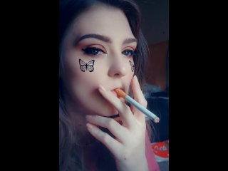 smoking cigarette, brunette, smoking fetish, solo female