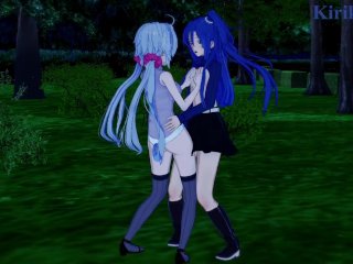 Chris Yukine and Tsubasa Kazanari have an intense lesbian play - Symphogear Hentai