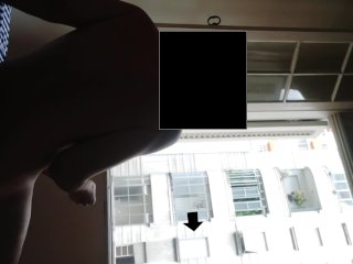 Neighbor get surprised when caught me naked masturbating at open window