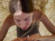 Preview 2 of POV Slutty cowgirl agrees to suck stranger's cock and swallow cum in public fields