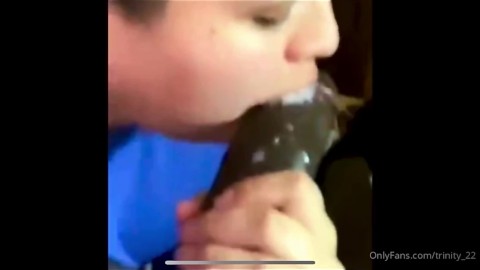 Swallowing Black Dick While BF Is At Home