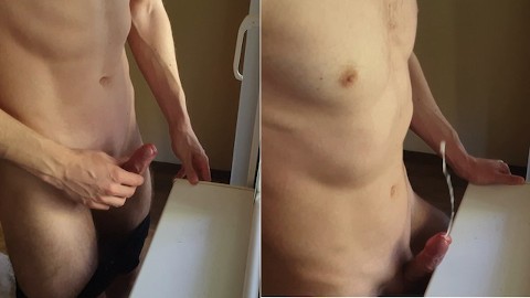 Dry Humping My Window Sill Until Intense Orgasm And Cumshot, While Moaning From Pleasure