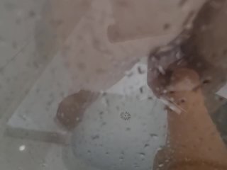 Testing new realistic suction dildo in the shower