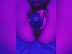 Wet pussy cums from a dildo