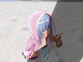 3D HENTAI 散步后可爱的女朋友吮吸了一只大鸡巴