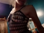 Preview 5 of Horny milf getting fucked in fishnet bodysuit