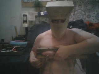 Fat Slut Pig With Bag on Her Head and_Tits in Wooden_Rack Masturbates on Egg Beater