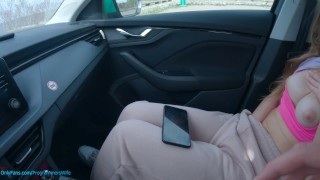 Teen Watches Her Porn Video While Masturbating In A Public Parking Lot