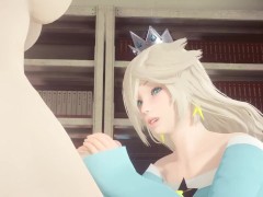 Mario Bross Hentai - Rosalina jerk off Bowssette Futanari's dick