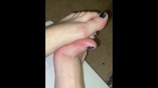 Sexy cum covered feet  feet rubbing on each other lots of noises