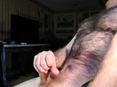 Spraying a Creamy Load on my hairy body