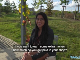 Public Agent Beautiful brunette with large natural tits fucked by a BBC screenshot number 1