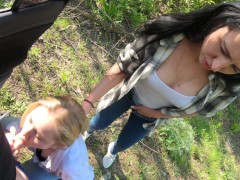 Girlfriend lost at rock-paper-scissors and had to suck fellow traveler - EPIC FACIAL - POV