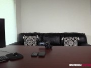 Preview 1 of Backroom Casting Couch 21yo Waitress Bella Swallows That Cum