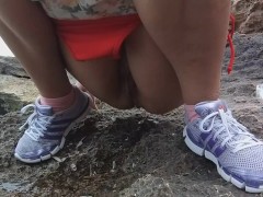 Pee on Sea side rocks