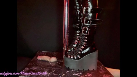 I TRAMPLE and CRUSH his cock and balls in my sexy GOTH BOOTS