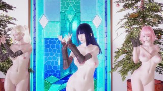 MMD Dwukrotnie Czuje Specjalny Gorący Striptiz Hinata Sakura Ino Yamanaka Naruto Hentai