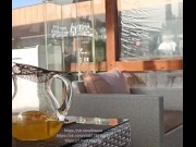 Preview 4 of Sexwife fucked herself under the table in a café in front of people