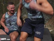 Preview 1 of Hunk Navy Soldier Goes Deep Into Hot Muscle - Brandon Anderson, Blain O'Connor - ActiveDuty