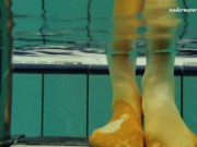 Preview 2 of Sexy orange stockings of Markova underwater