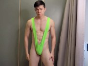 Preview 4 of Try-on 4 different Mankini / V-Sling Thong & Reviews  JYAU