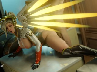 Doggy Style Sex with Hot_Flexible Mercy on_Table. GCRaw. Overwatch