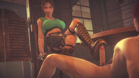 LARA CROFT TOMB RAIDER springt perfect op een pik / 3D-animatie