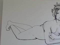 Overwatch Hanzo Naked speed drawing by HentaiMasterArt