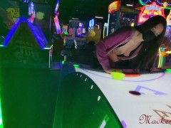 Sexy Wife Plays Air Hockey with Tits Out and Bouncing