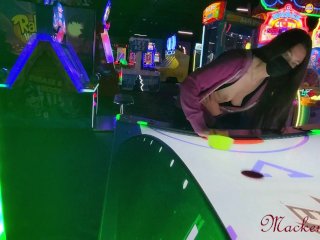 Sexy Wife Plays Air Hockey with Tits Out and_Bouncing