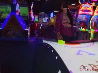 Sexy Wife Plays Air Hockey_with Tits OutAnd Bouncing