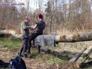 Preview 1 of Girl tied to tree log in public forest: Breath control & teasing to orgasm - Preview!