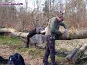 Preview 2 of Girl tied to tree log in public forest: Breath control & teasing to orgasm - Preview!