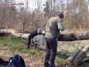 Preview 5 of Girl tied to tree log in public forest: Breath control & teasing to orgasm - Preview!