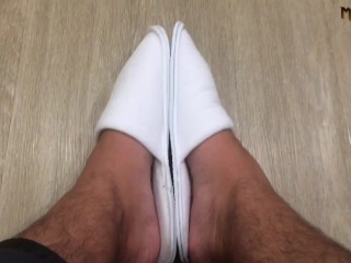 THESE ARE RIPE FOR SNIFFING - HOTEL SLIPPER FEET - MANLYFOOT - FOOT FETISH