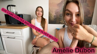 A Neighbor Came For Tea and Got Cum in Her Mouth - Amelie Dubon