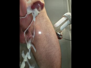 vertical video, solo male, cum, fucking machines