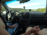 Preview 6 of Public Handjob in a Car Next to the Road - POV Cock Stroking