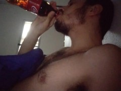 Drinking coca cola and burping