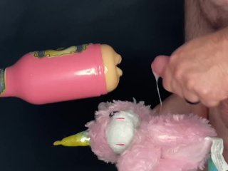 masturbation, fuck machine, humping stuffed toy, hard cock