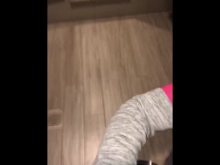 POV Blowjob CIM Cum Swapping Couple Cum Kiss In A Public Washroom At The Mall After She Goes Pee