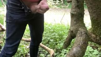 Masturbating in the woods while people walk by.. nearly CAUGHT jerking my big cock to cumshot