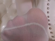 Preview 5 of Amazing Mistress feet closeups and teasing in white pantyhose